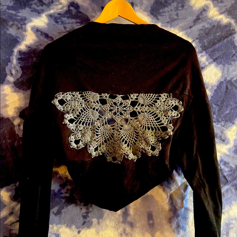 Doily shrug sweater